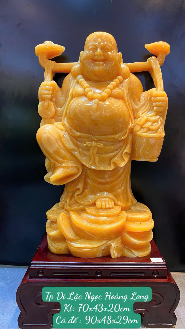 Ngài di lặc gánh tiền vàng ngọc hoàng long 90cm