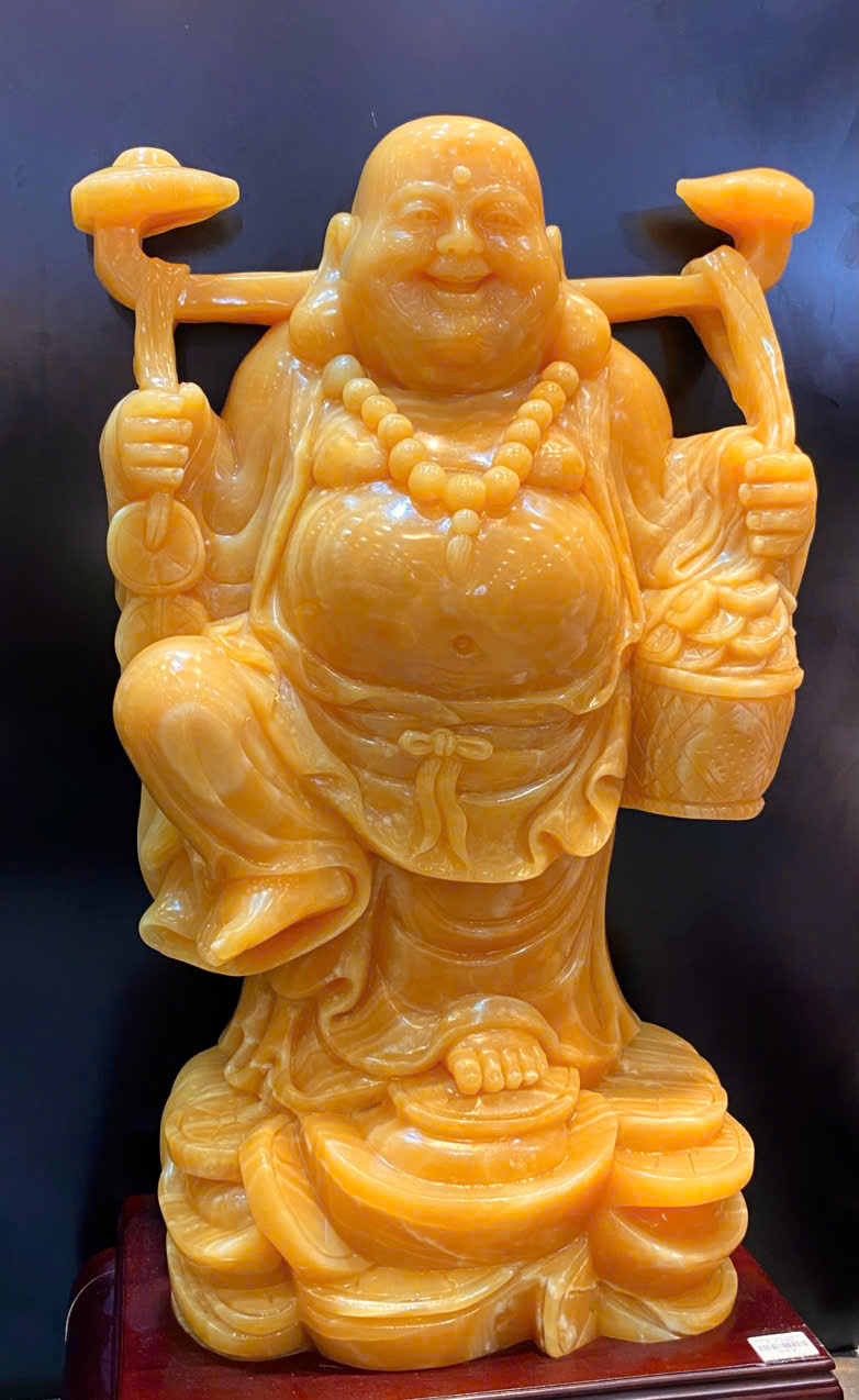 Ngài di lặc gánh tiền vàng ngọc hoàng long 90cm