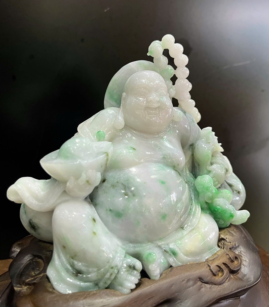 Ngài Di Lạc Ngọc Phỉ Thuý + Giấy Kiểm Định 22x20x14cm