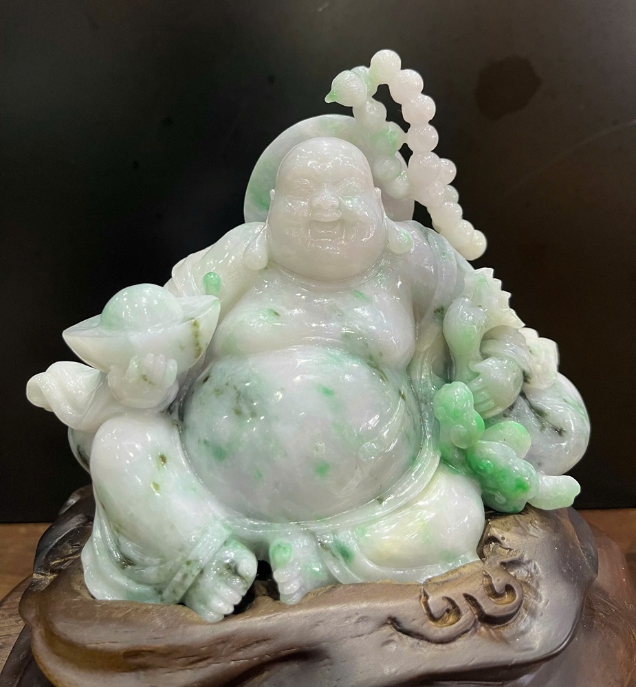 Ngài Di Lạc Ngọc Phỉ Thuý + Giấy Kiểm Định 22x20x14cm