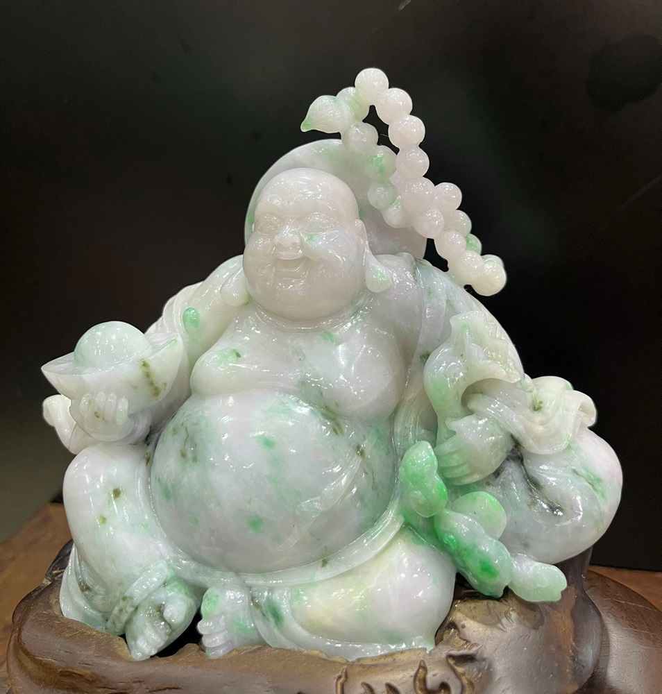 Ngài Di Lạc Ngọc Phỉ Thuý + Giấy Kiểm Định 22x20x14cm