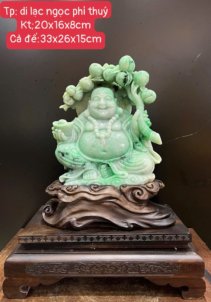 Ngài Di Lạc Ngọc Phỉ Thuý + Giấy Kiểm Định 33x26x15cm