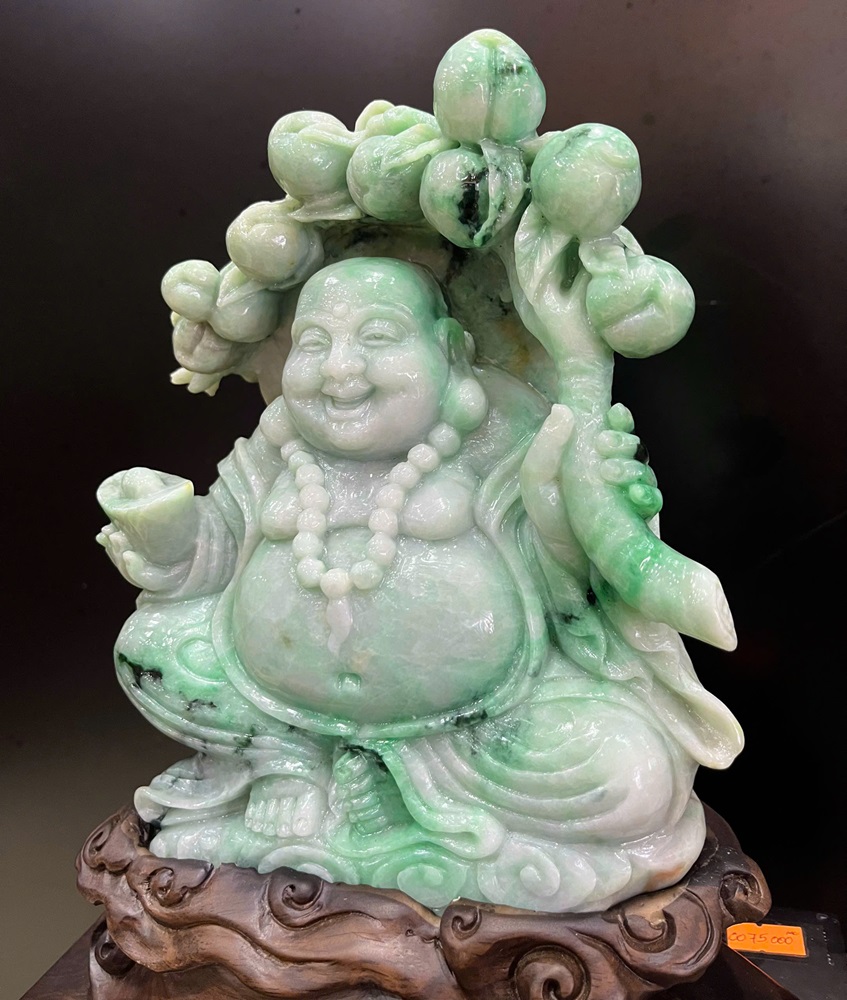 Ngài Di Lạc Ngọc Phỉ Thuý + Giấy Kiểm Định 33x26x15cm