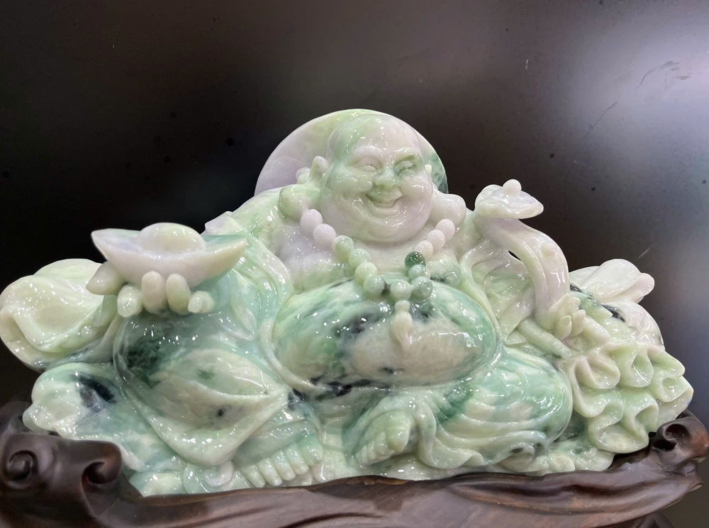 Ngài Di Lạc Ngọc Phỉ Thuý + Giấy Kiểm Định 40x34x19cm