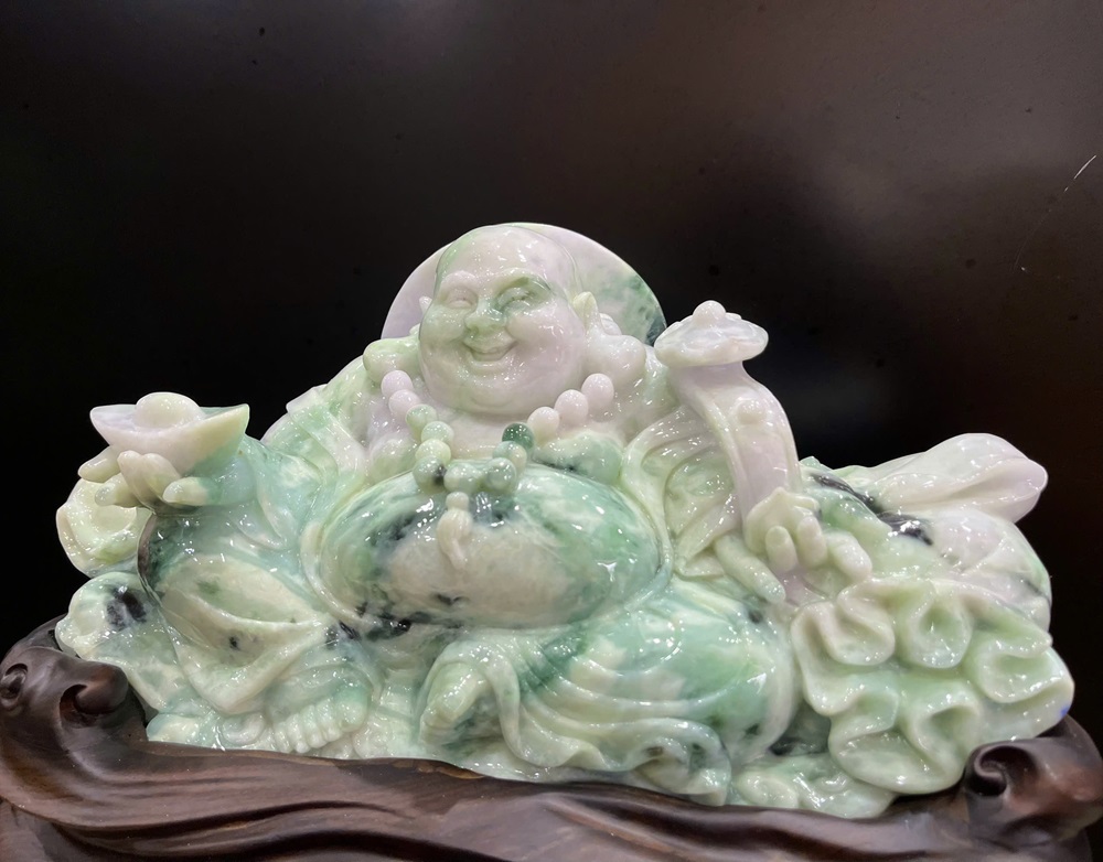 Ngài Di Lạc Ngọc Phỉ Thuý + Giấy Kiểm Định 40x34x19cm