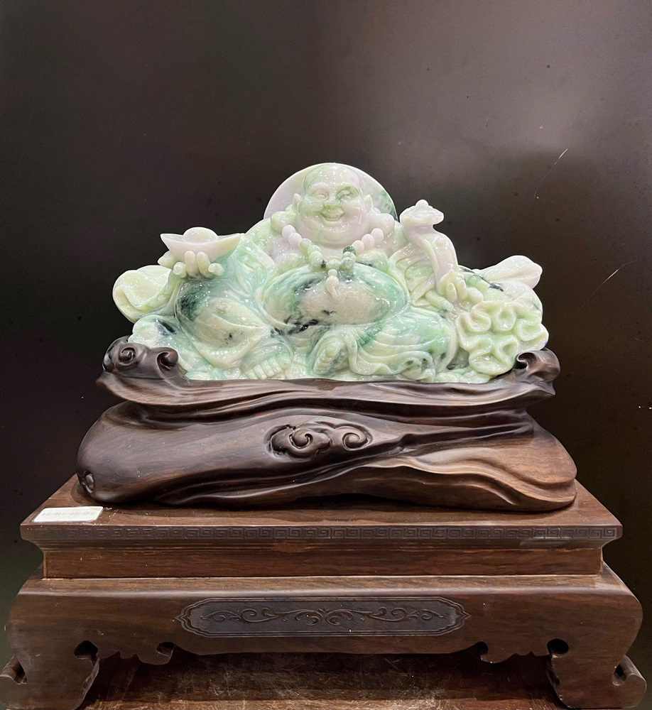 Ngài Di Lạc Ngọc Phỉ Thuý + Giấy Kiểm Định 40x34x19cm