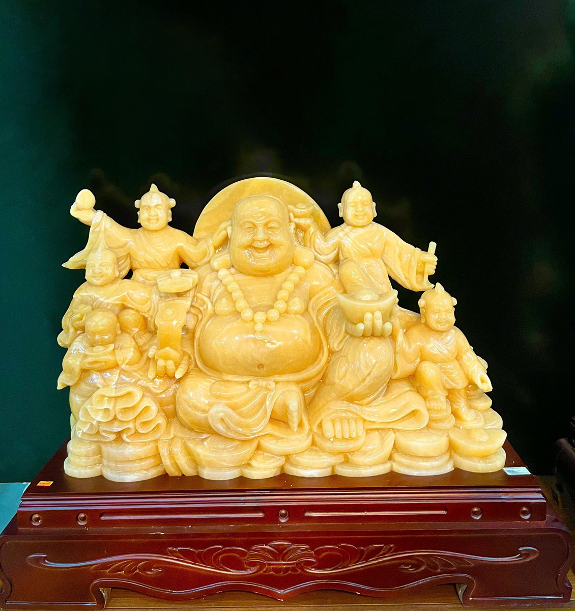 Ngài Di Lặc Ngũ Phúc ngọc hoàng long 85cm