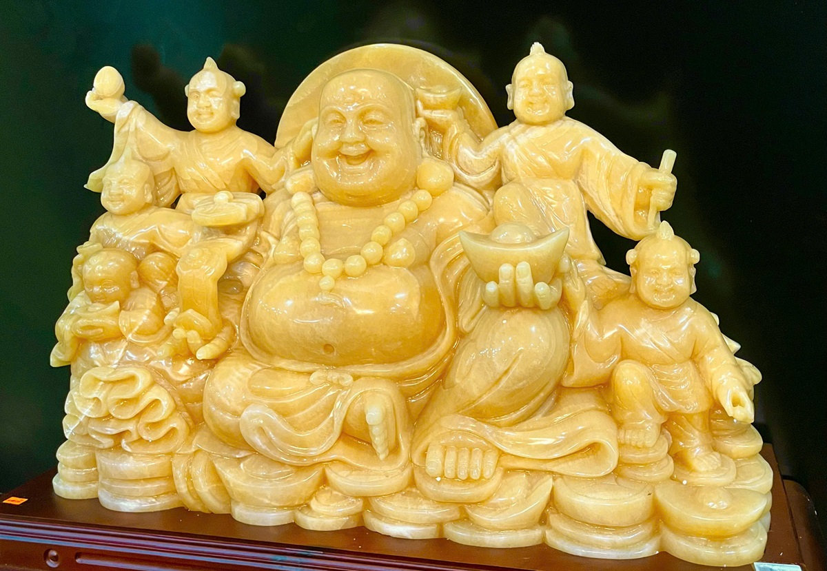 Ngài Di Lặc Ngũ Phúc ngọc hoàng long 85cm