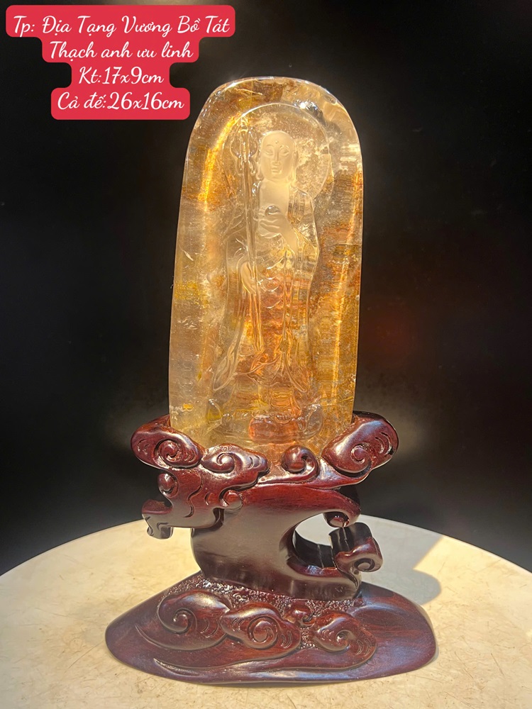 Ngài Địa Tạng Vương Bồ Tát Đá Thạch Anh Ưu Linh 26cm