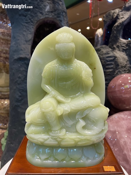 Ngài Phổ Hiền Bồ Tát Ngọc onyx xanh 28cm