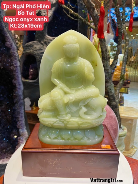 Ngài Phổ Hiền Bồ Tát Ngọc onyx xanh 28cm
