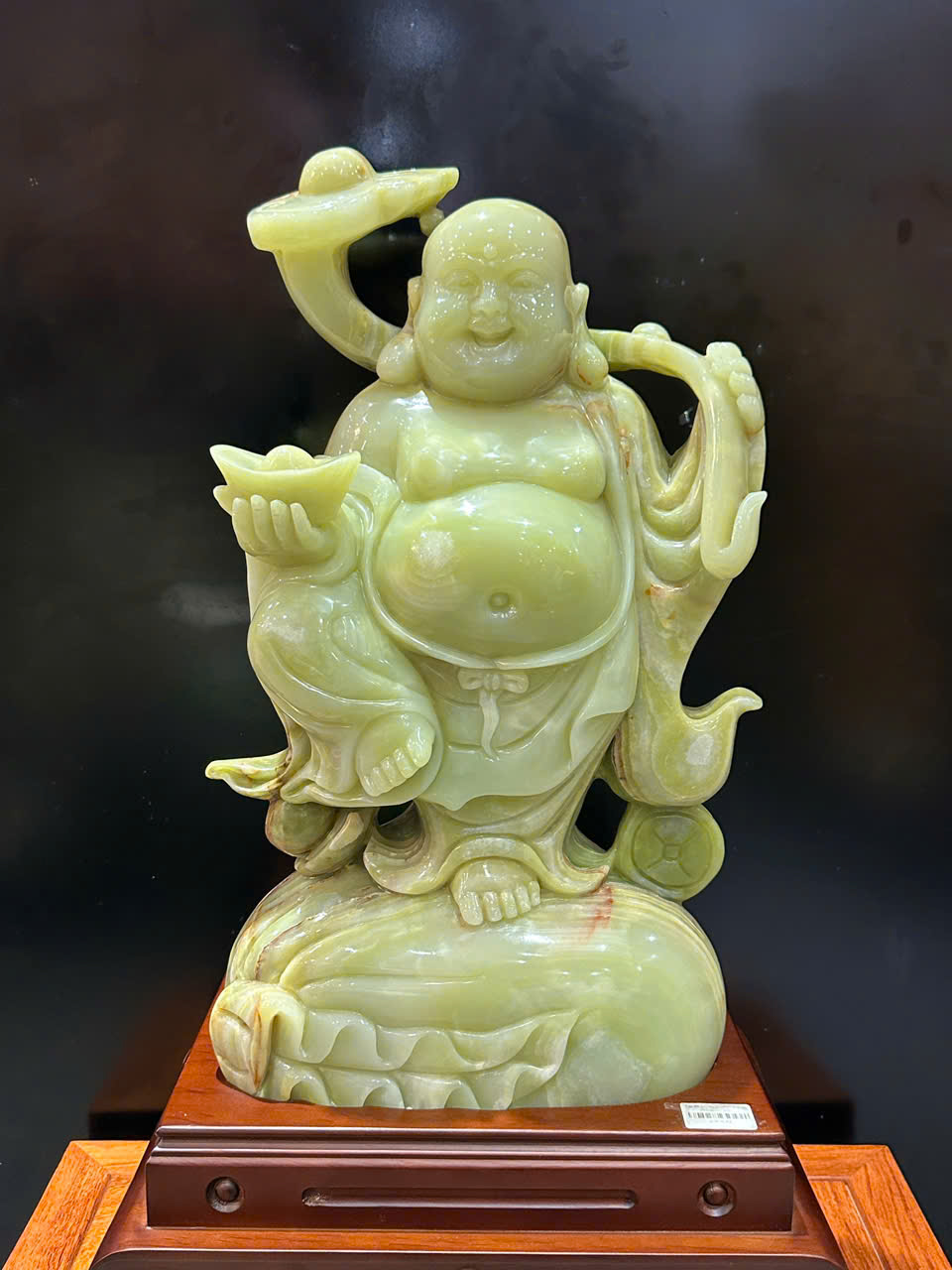 Ngài Thần tài di lặc ngọc onyx xanh 62cm