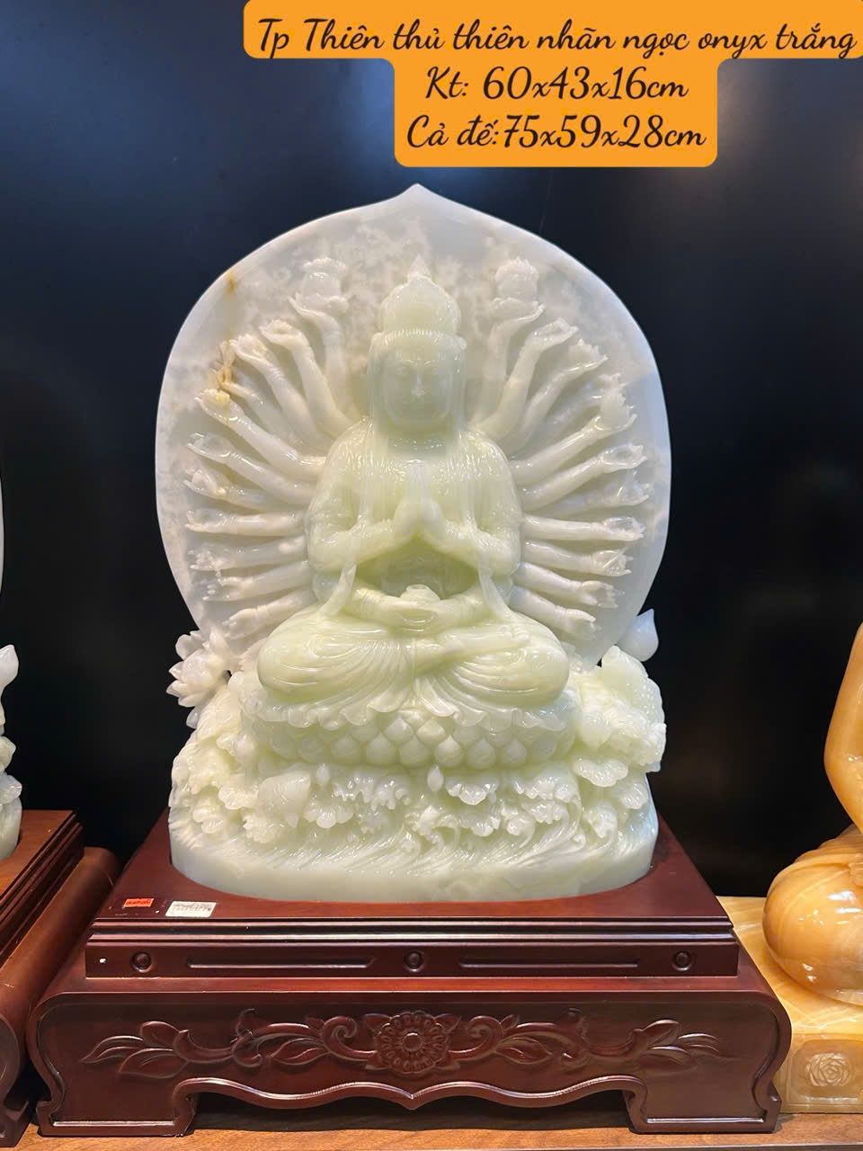 Ngài thiên thủ thiên nhãn ngọc onyx trắng 75cm