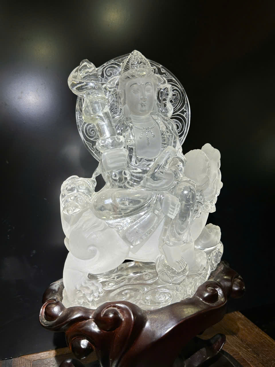 Ngài Vân Thù Bồ Tát Thạch Anh Trắng 25cm