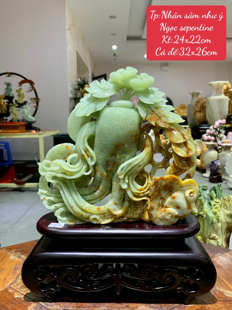 Nhân Sâm Như Ý Ngọc Serpentine 32x26cm