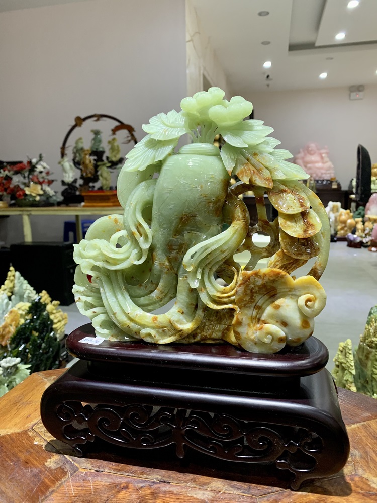 Nhân Sâm Như Ý Ngọc Serpentine 24x22cm