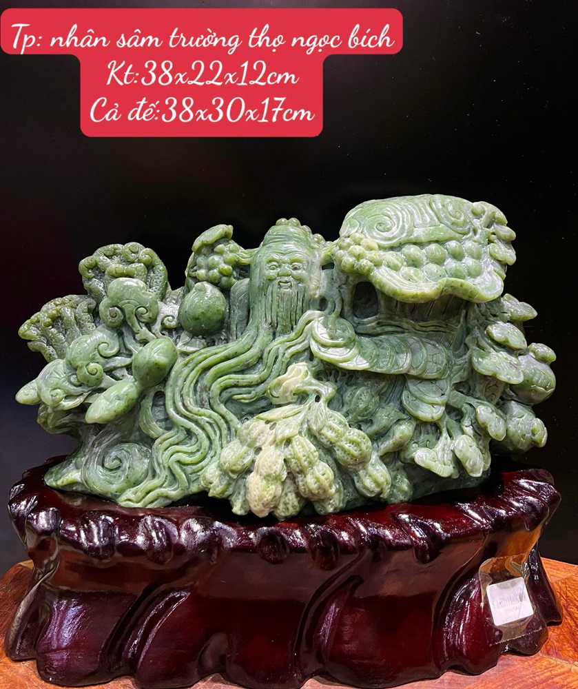 Nhân Sâm Trường Thọ Ngọc Bích + Giấy kiểm định 38x30x17cm