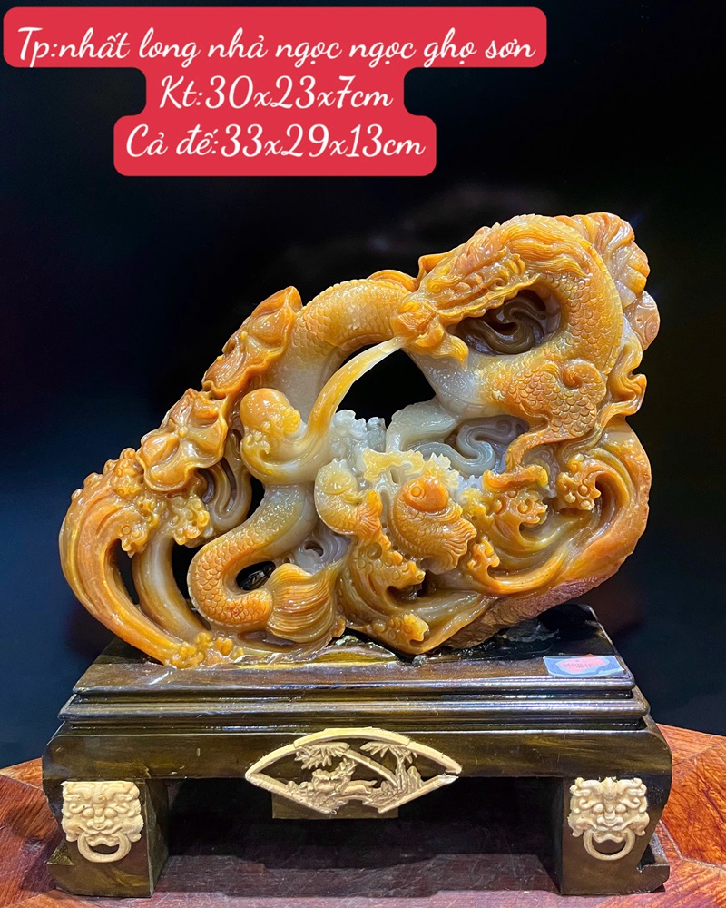 Nhất Long Nhả Ngọc Hộ Chủ Ngọc Thọ Sơn 33x29x13cm