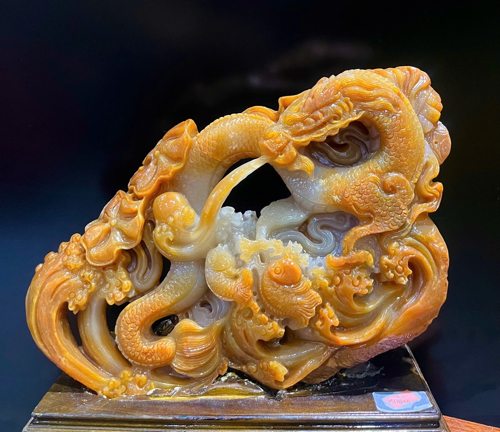 Nhất Long Nhả Ngọc Hộ Chủ Ngọc Thọ Sơn 33x29x13cm