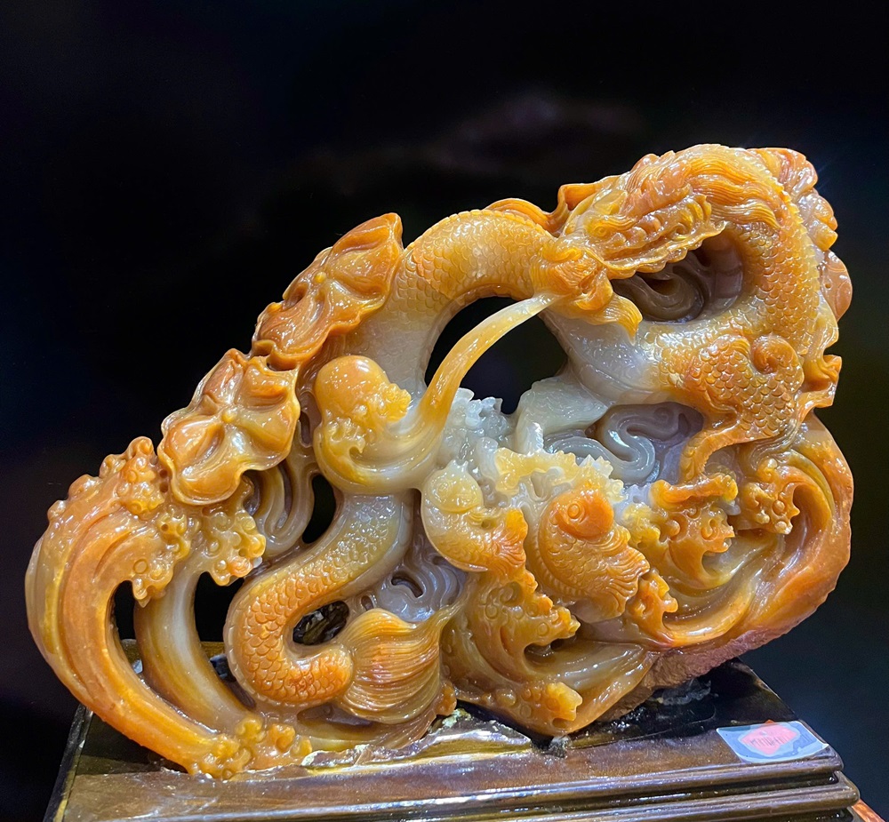 Nhất Long Nhả Ngọc Hộ Chủ Ngọc Thọ Sơn 33x29x13cm