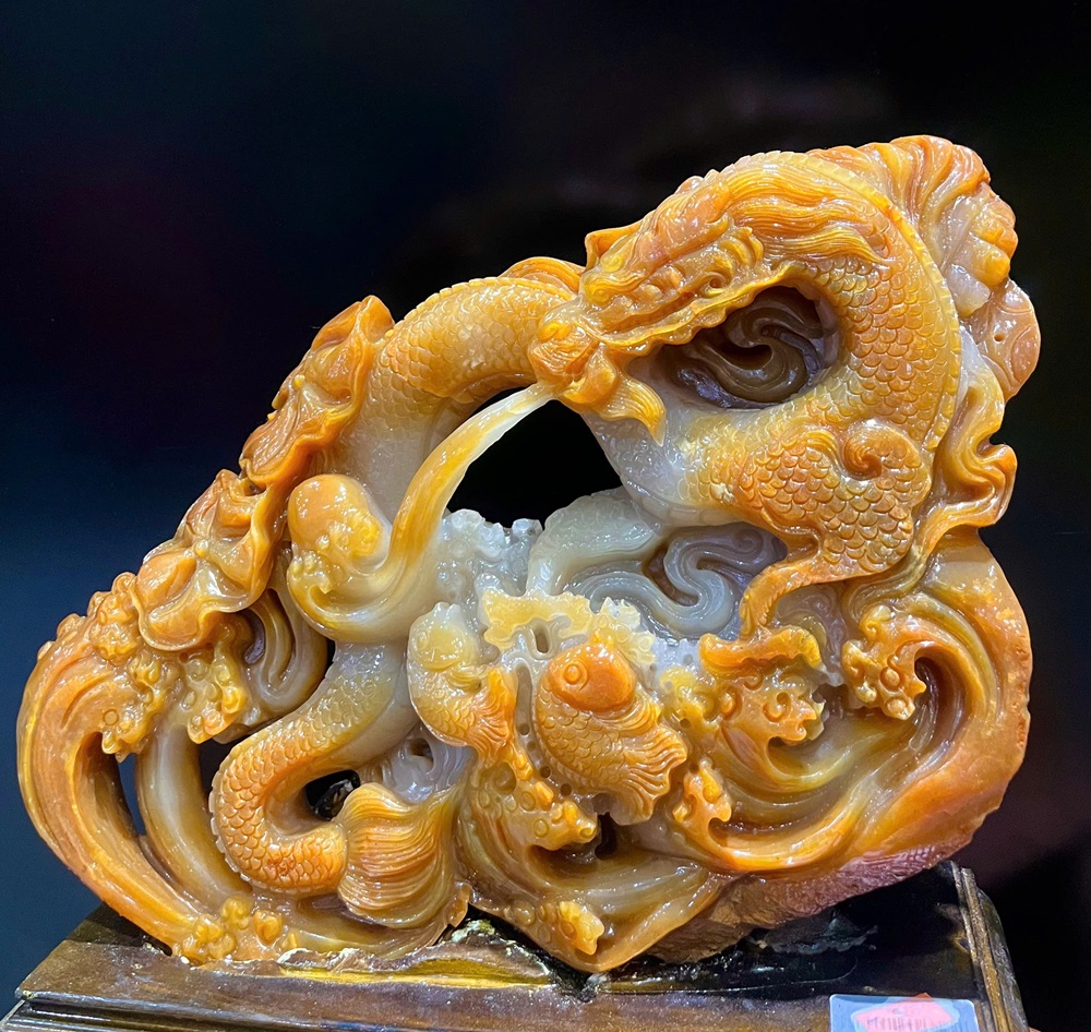 Nhất Long Nhả Ngọc Hộ Chủ Ngọc Thọ Sơn 33x29x13cm