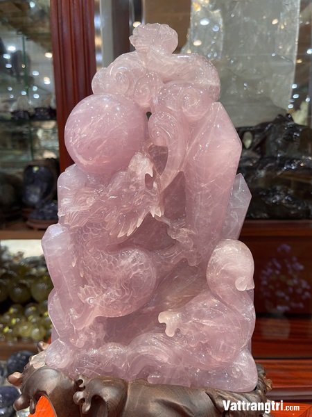 Nhất long vờn ngọc Thạch anh hồng 30cm