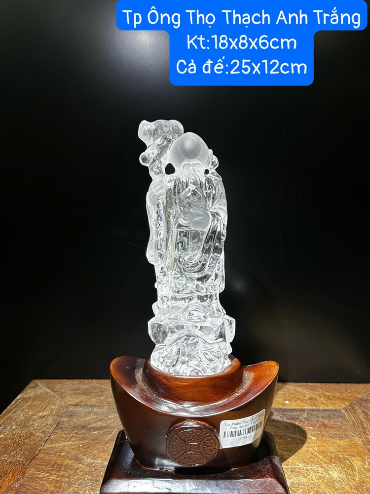 Ông Thọ Thạch Anh Trắng 18cm