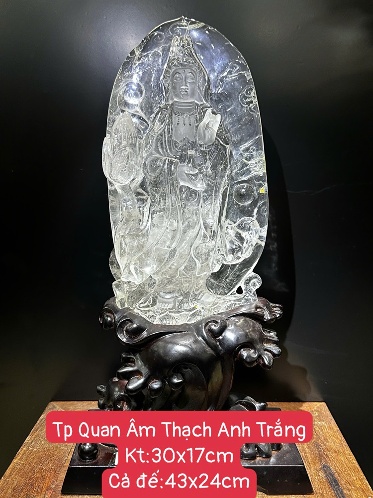 Phật Bà Quan Âm Thạch Anh Trắng 43cm