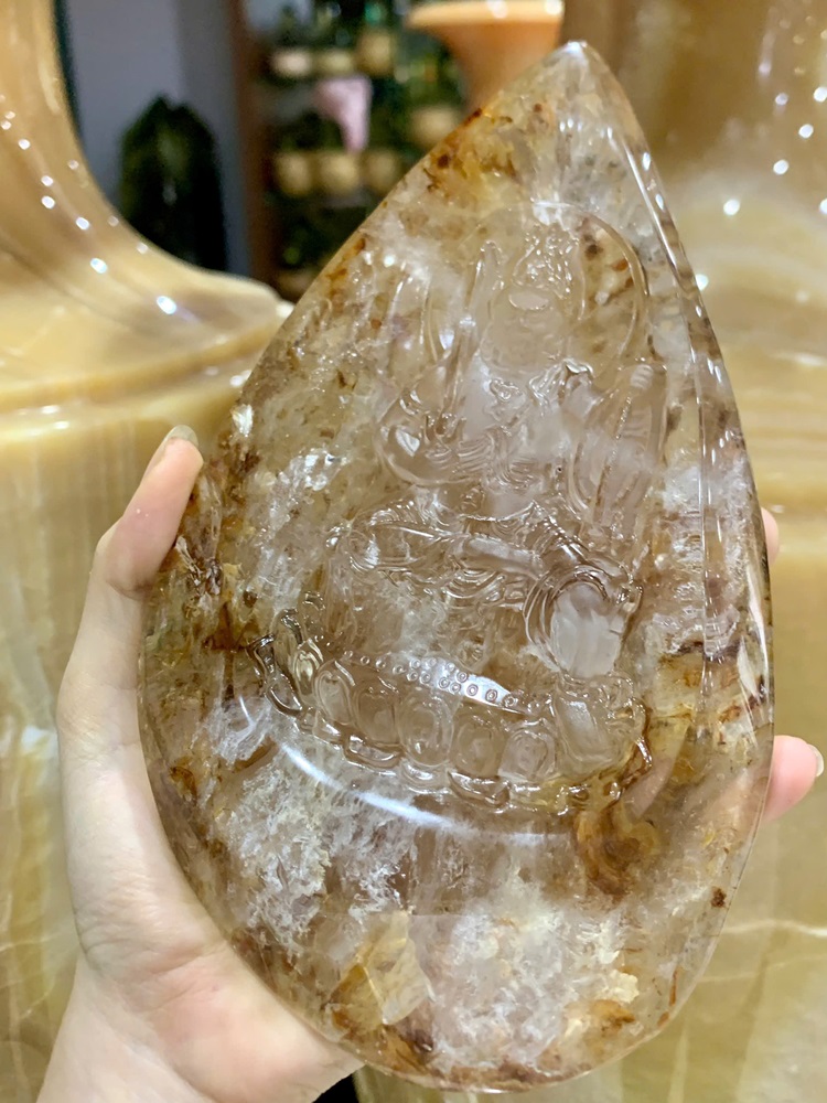 Phật bất động minh vương Thạch anh ưu linh 17cm