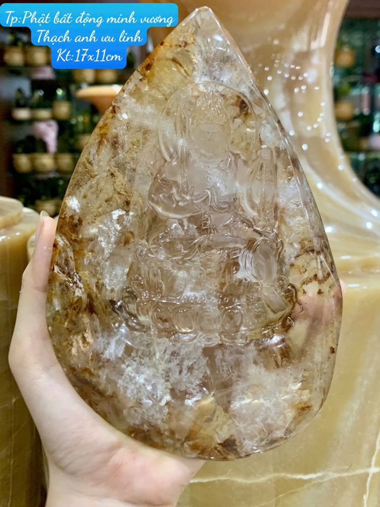 Phật bất động minh vương Thạch anh ưu linh 17cm