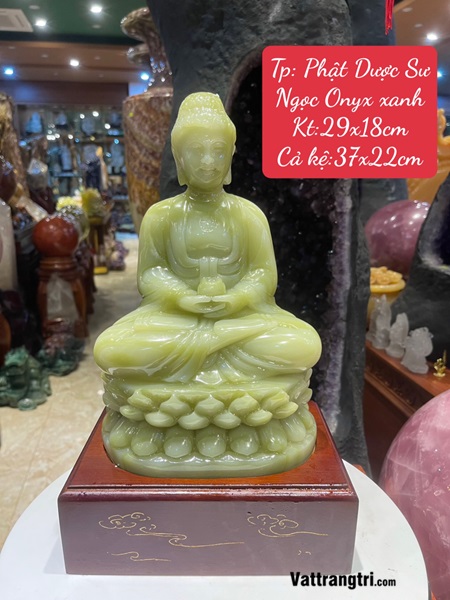 Phật Dược Sư Như Lai Ngọc Onyx xanh 37cm