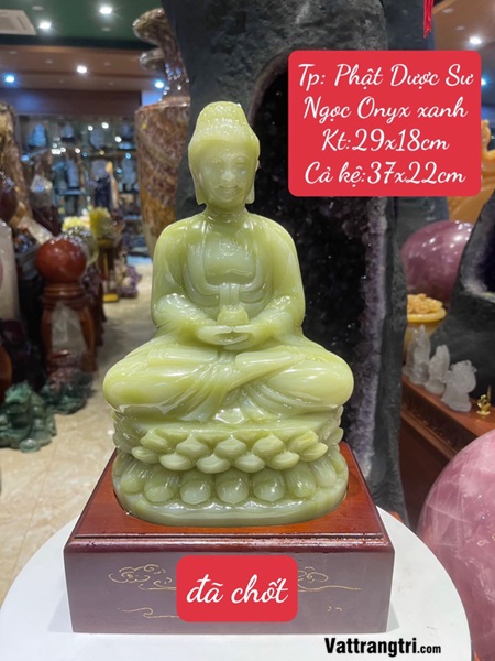 Phật Dược Sư Như Lai Ngọc Onyx xanh 37cm