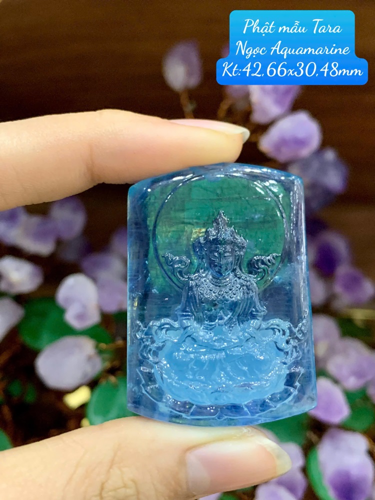 Phật Mẫu Tara Ngọc Aquamarine 42,66x30,48mm