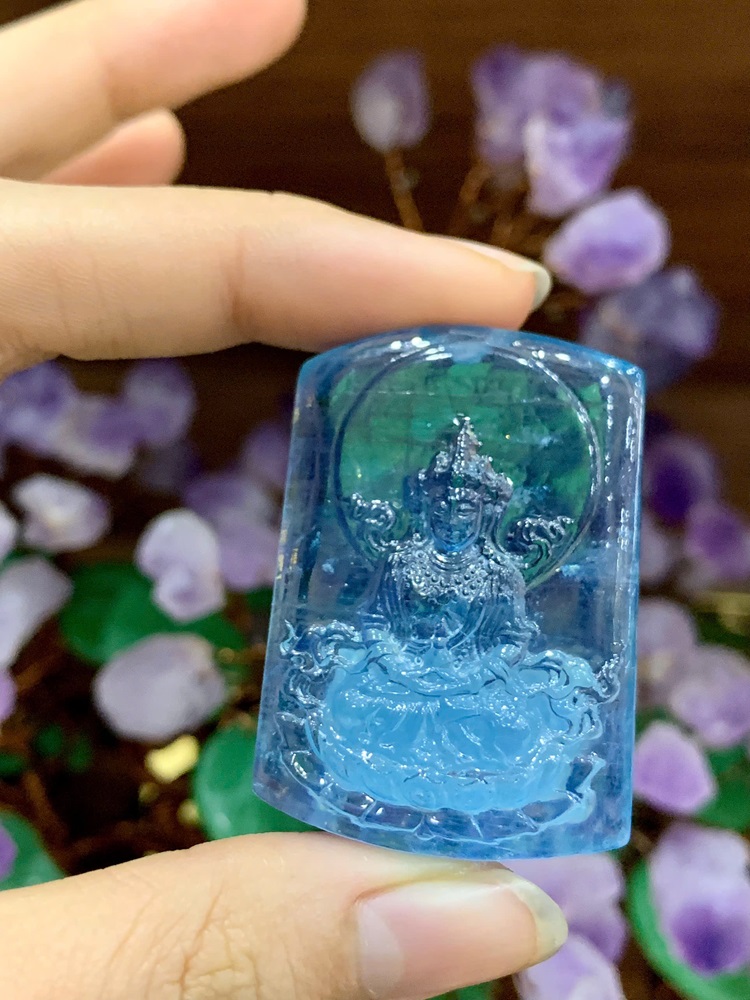 Phật Mẫu Tara Ngọc Aquamarine 42,66x30,48mm