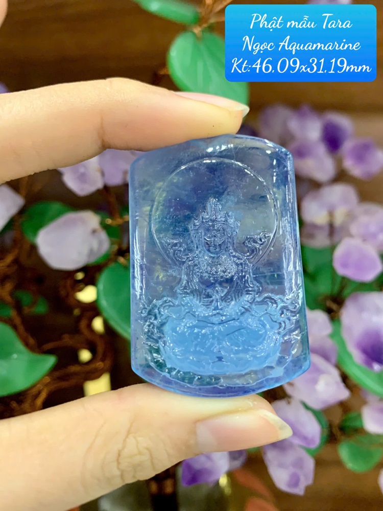 Phật Mẫu Tara Ngọc Aquamarine 46,09x31,19mm