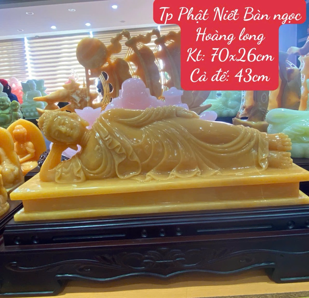 Phật Niết Bàn ngọc Hoàng long 70cm