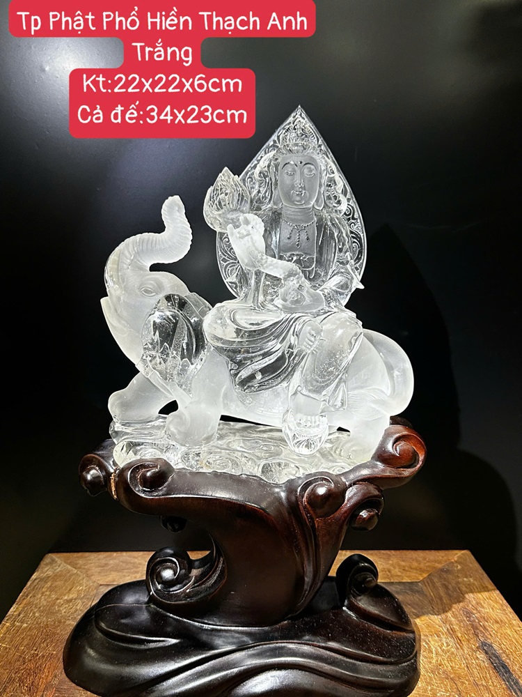 Phật Phổ Hiền Bồ Tát Cưỡi Voi Thạch Anh Trắng