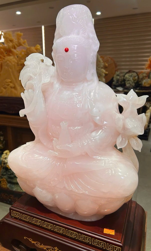 Phật quan âm ngọc onyx hồng 56cm