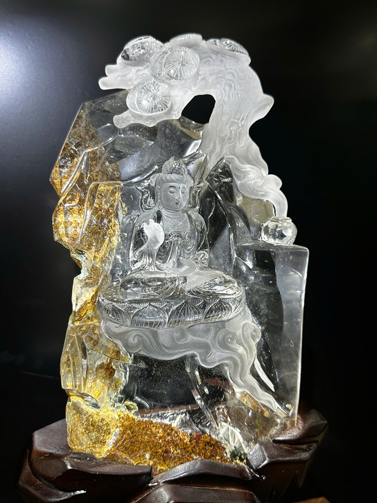 Phật Quan Âm Thạch Anh Trắng 25cm