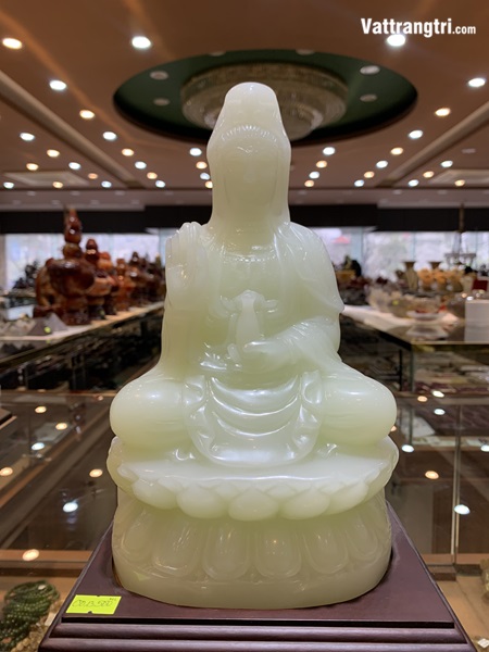 Phật quán thế âm ngọc onyx xanh 33cm