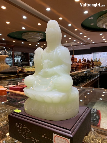 Phật quán thế âm ngọc onyx xanh 33cm
