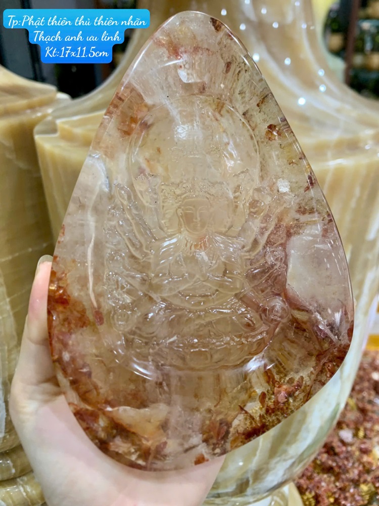 Phật thiên thủ thiên nhãn thạch anh ưu linh 17cm