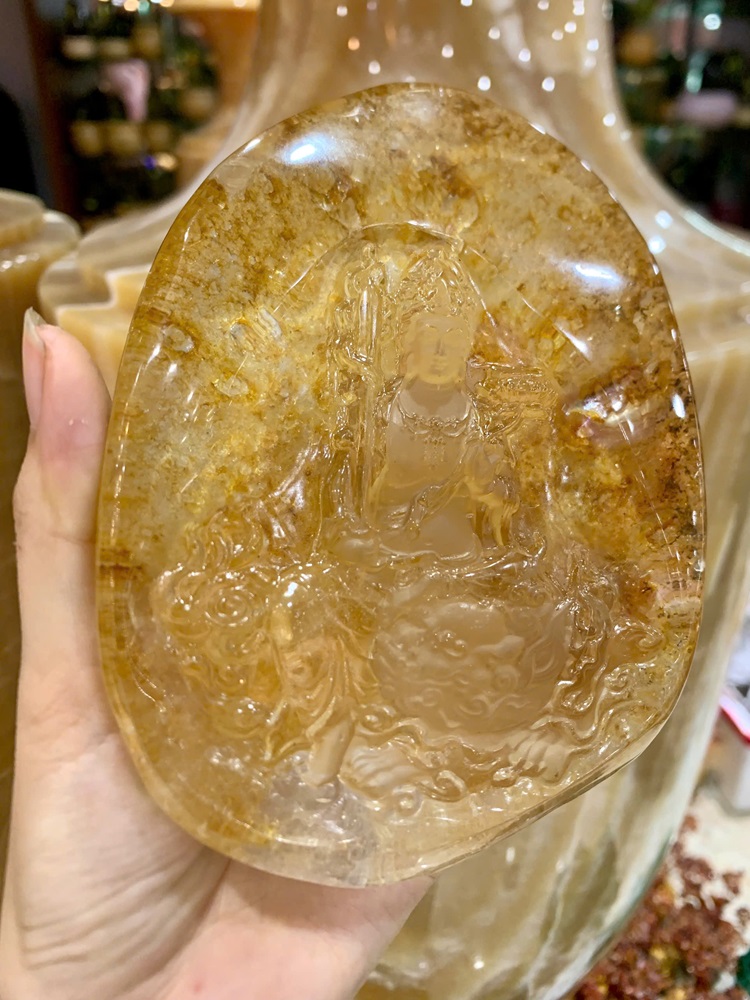 Phật văn thù sư lợi bồ tát Thạch anh ưu linh 14cm