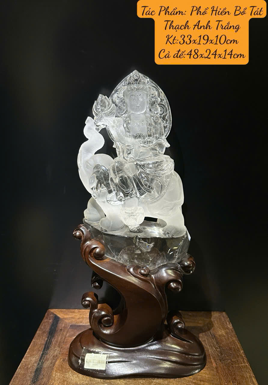 Phổ Hiền Bồ Tát Thạch Anh Trắng 48cm