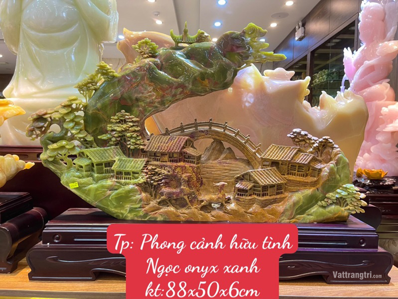 Tác Phẩm Phong Cảnh Hữu Tình Ngọc Onyx Xanh
