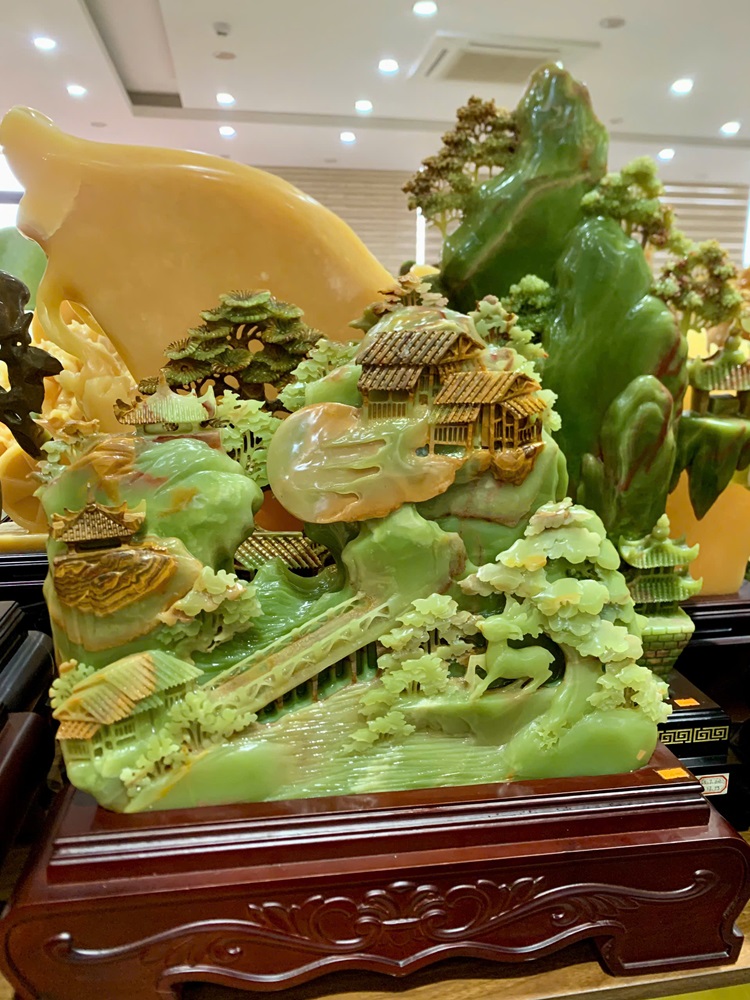 Phong Cảnh Hữu Tình Ngọc Onyx Xanh 57x53cm
