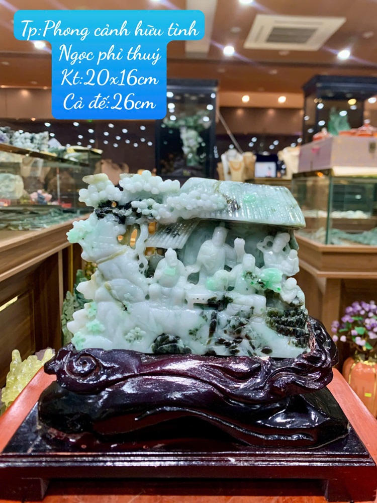 Phong Cảnh Hữu Tình Ngọc Phỉ Thuý 20x16cm