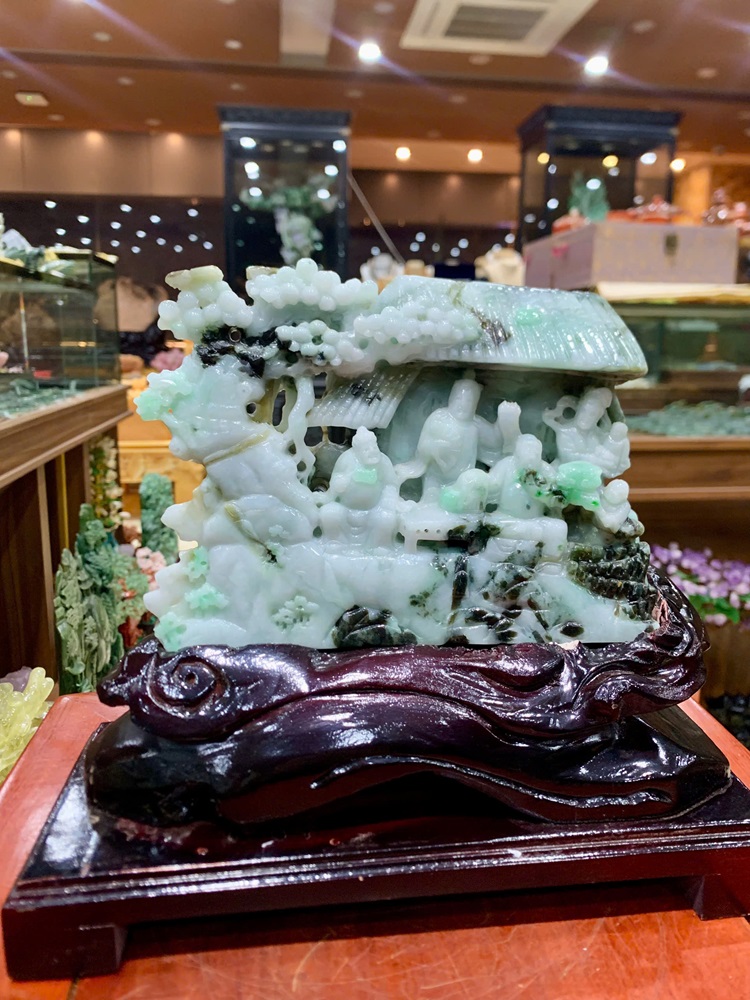 Phong Cảnh Hữu Tình Ngọc Phỉ Thuý 20x16cm