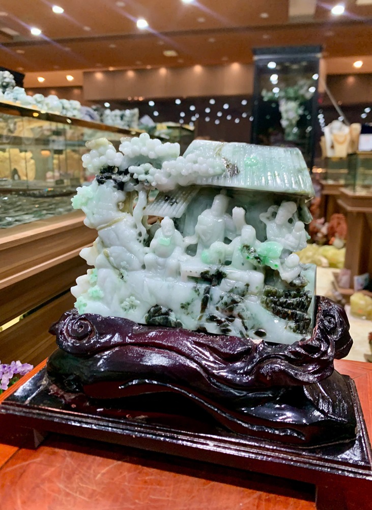 Phong Cảnh Hữu Tình Ngọc Phỉ Thuý 20x16cm