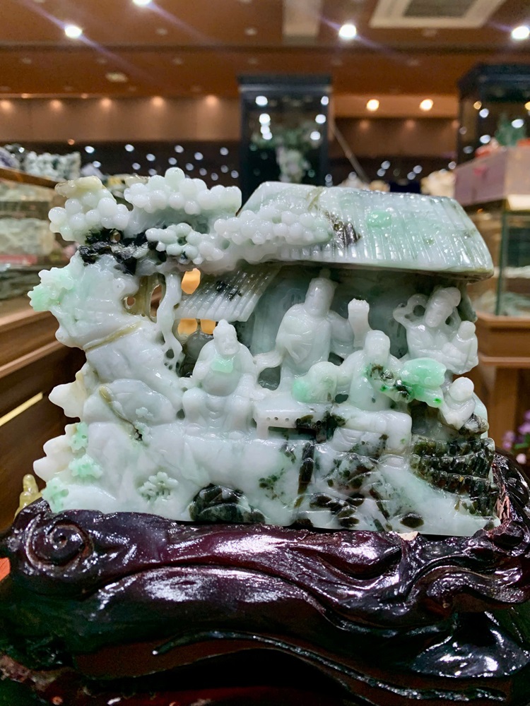 Phong Cảnh Hữu Tình Ngọc Phỉ Thuý 20x16cm